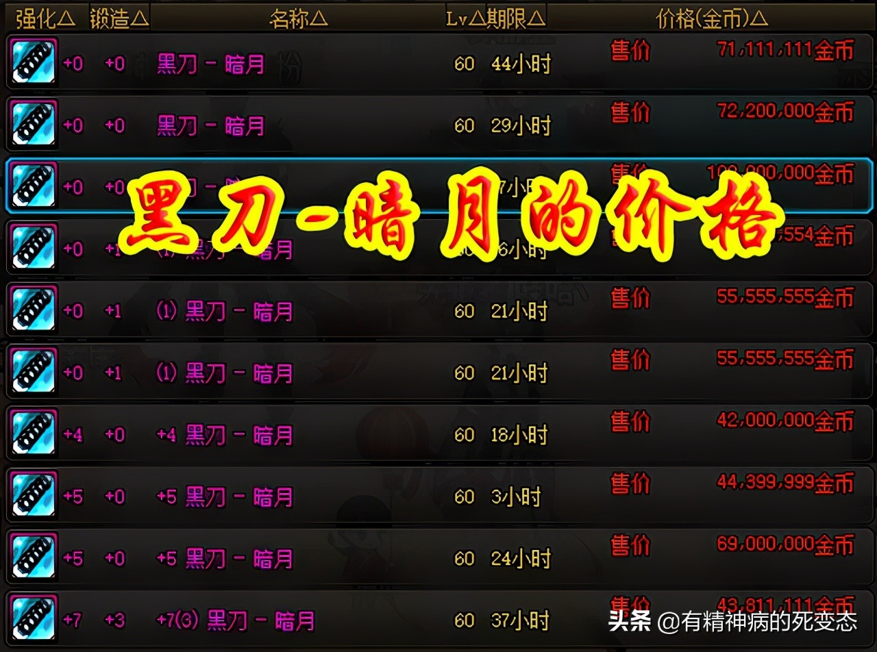 dnf60版本最值钱的武器能卖多少钱,dnf60级最值钱的装备