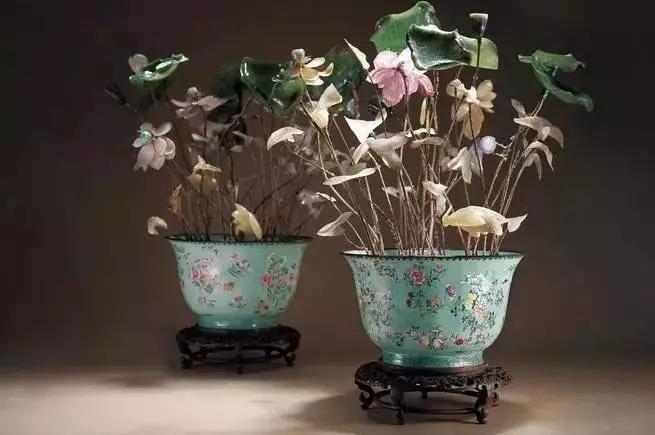 故宫里的玉石盆景,故宫景泰蓝盆景欣赏