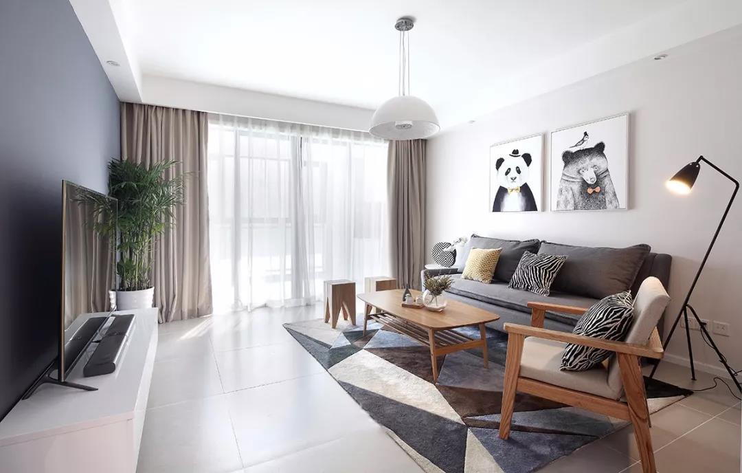 摩卡灰地砖客厅效果图,灰咖色客厅地砖装饰效果