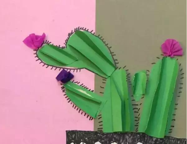 圆形手工制作仙人掌创意废物利用,硬卡纸仙人掌手工制作大全