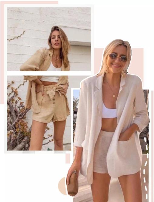 西装配潮流短裤,时尚气质小西装配皮短裤穿搭