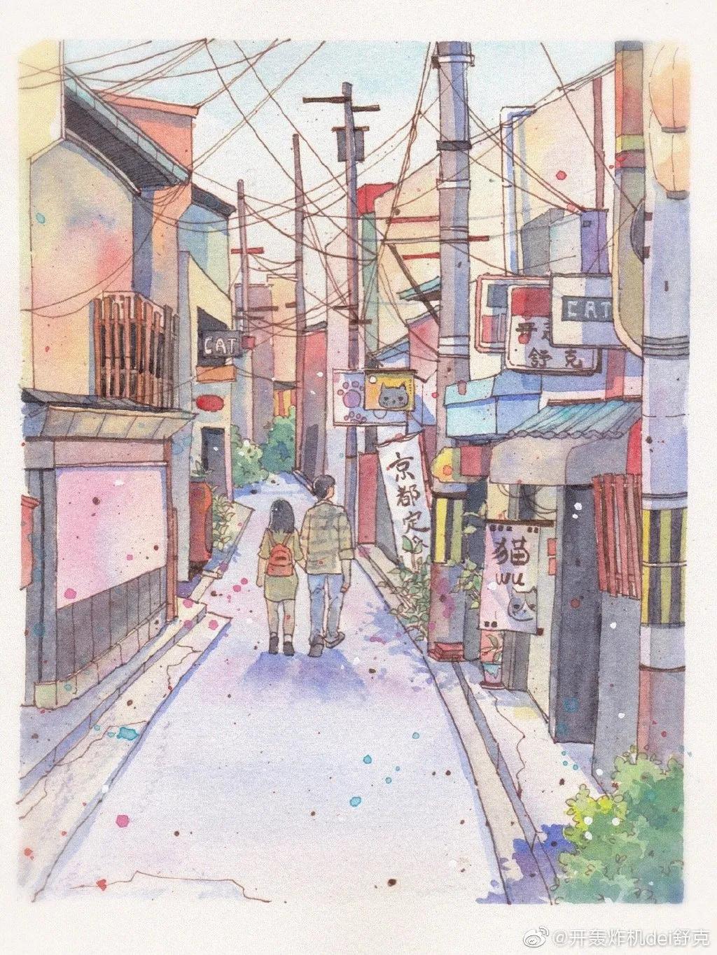 意境钢笔水彩画步骤,钢笔水彩画临摹简单入门