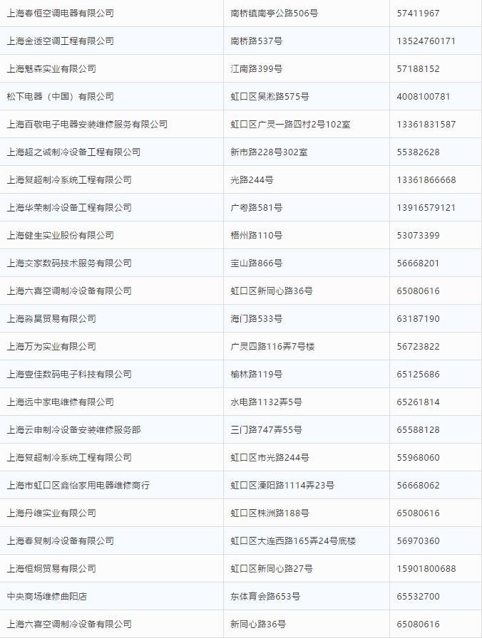 上海家电24小时上门维修价格表,上海阿兵家电维修电话