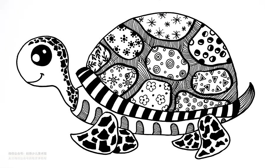 儿童画画法教程小动物,画画教程画小乌龟
