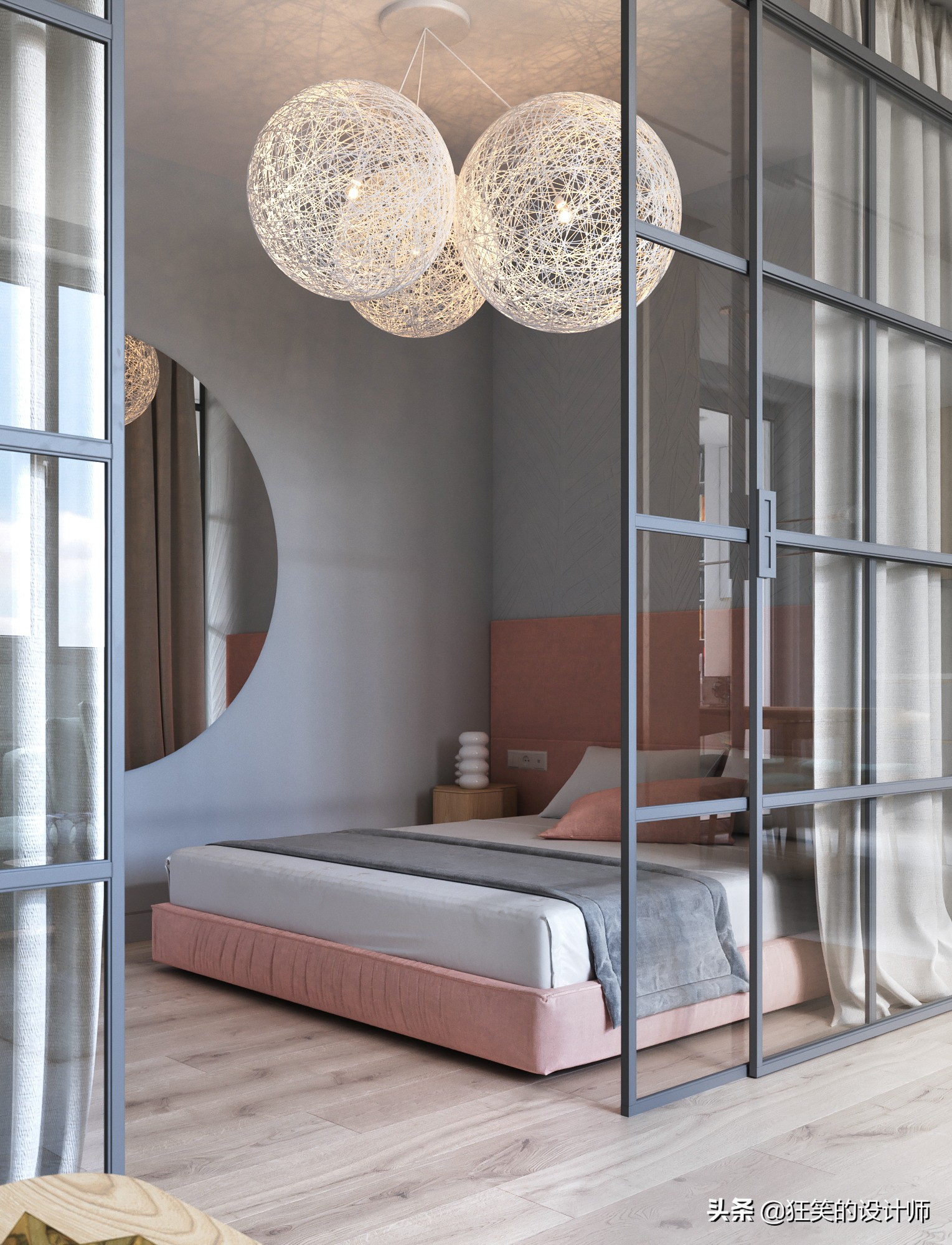 45平两居室设计效果图,45平米打造两室一厅