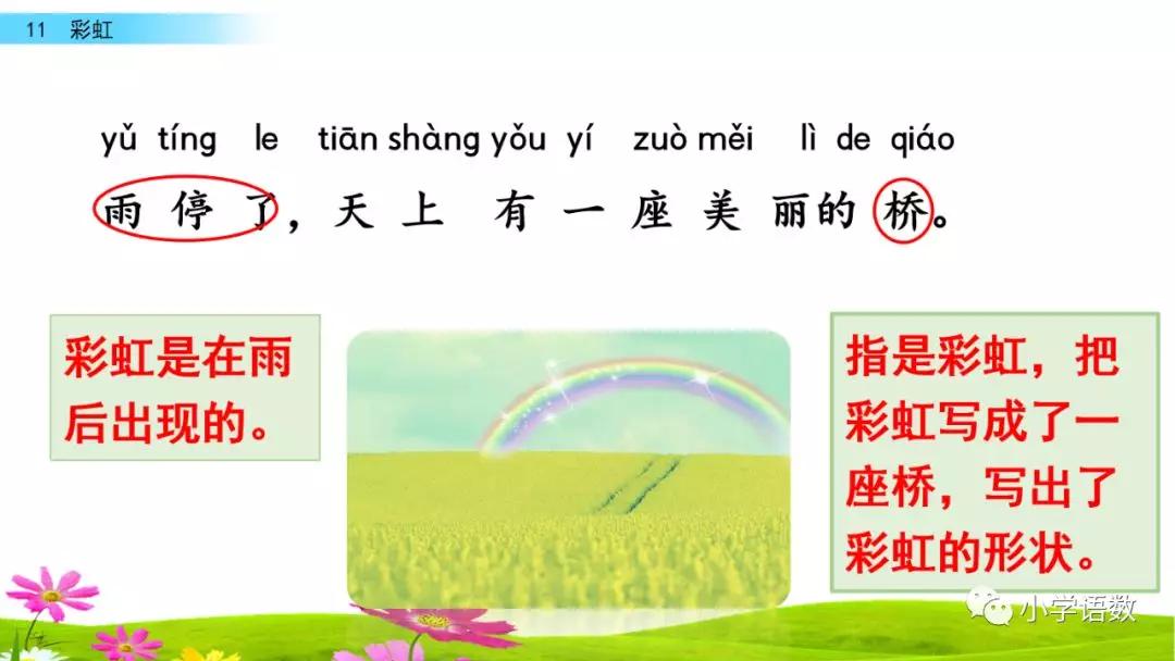 一年级语文下册11课彩虹课后练习,部编一年级语文16课课后题
