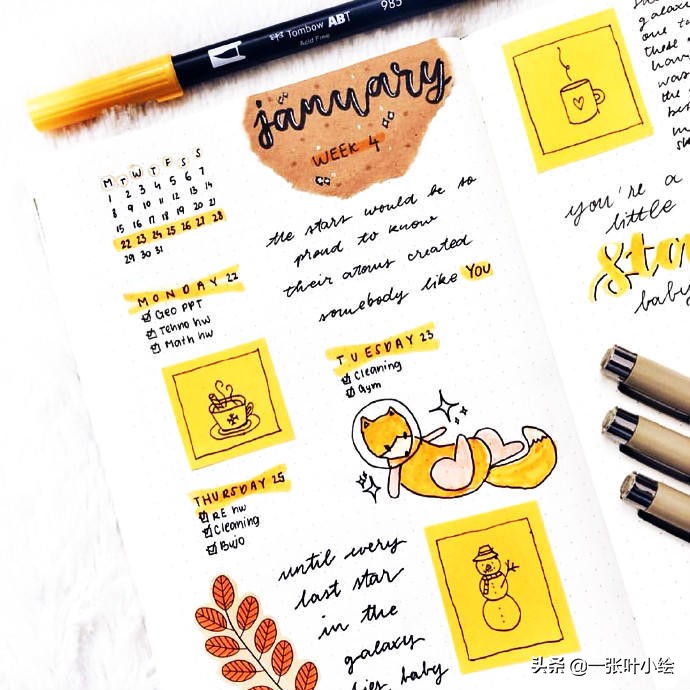 新手小白weeks手账排版,11月日历手帐教程无贴纸