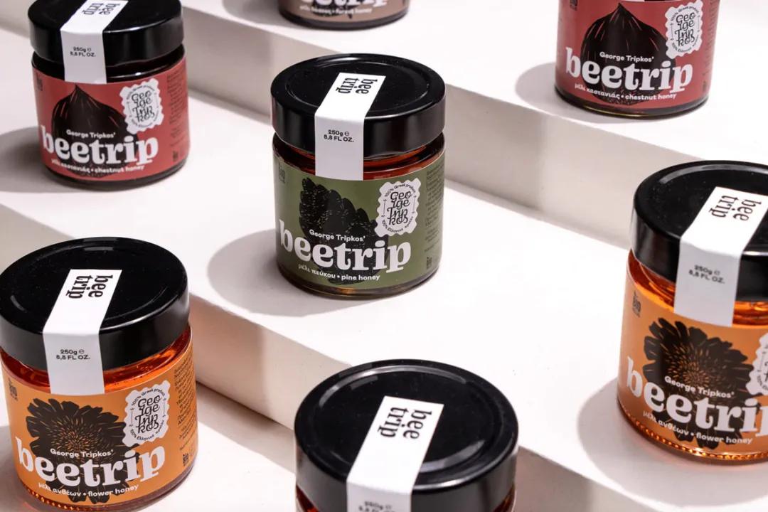 蜂蜜插画包装设计创意,高端蜂蜜产品包装设计