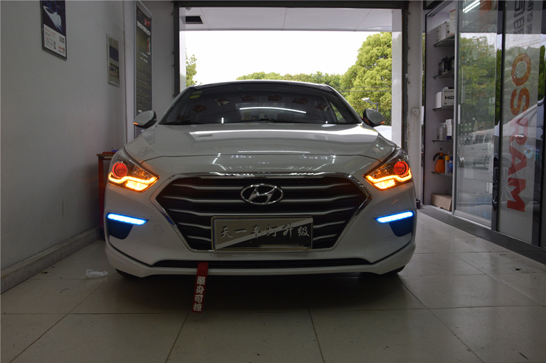 现代名图改led近光灯多少钱,现代名图改灯效果图