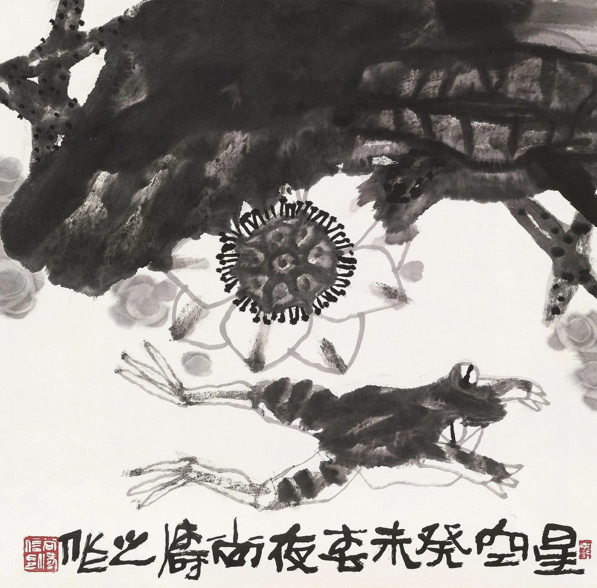 一团墨渍，几组干笔，尚涛的大写意非同凡响