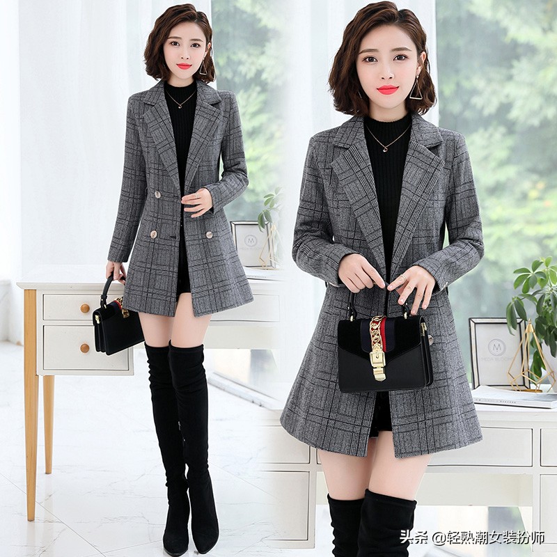 2022新款百搭显瘦格子大衣,新款格子大衣时髦又洋气