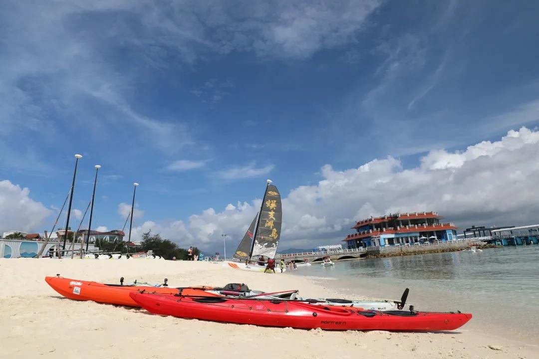 2020辉戈皮划艇环岛海划之旅,蜈支洲岛玩皮划艇