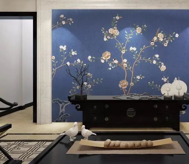 刺绣墙布独绣,中式刺绣墙布效果图