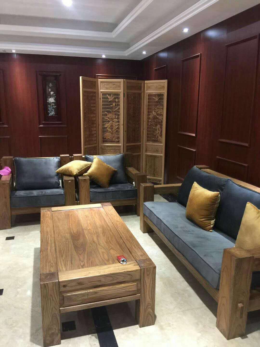 红木沙发细节,真正的老榆木沙发