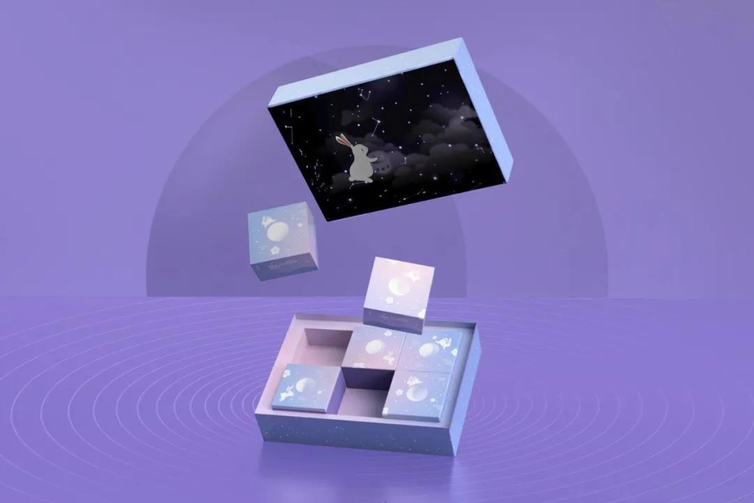 创意插画月饼礼盒长条形,创意满满的中秋节月饼包装设计