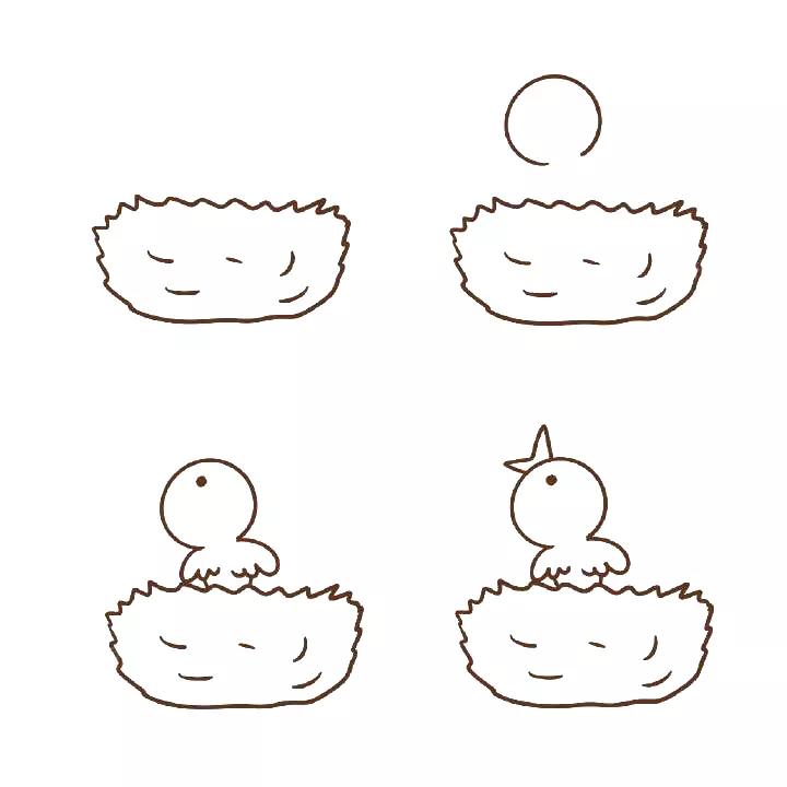 猴子大象小鸟老虎熊猫的简笔画,在天空中飞翔的小鸟简笔画儿童