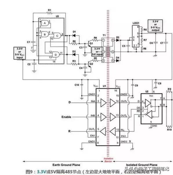 rs-485接口详细接线图,RS485通信接口电路布局布线