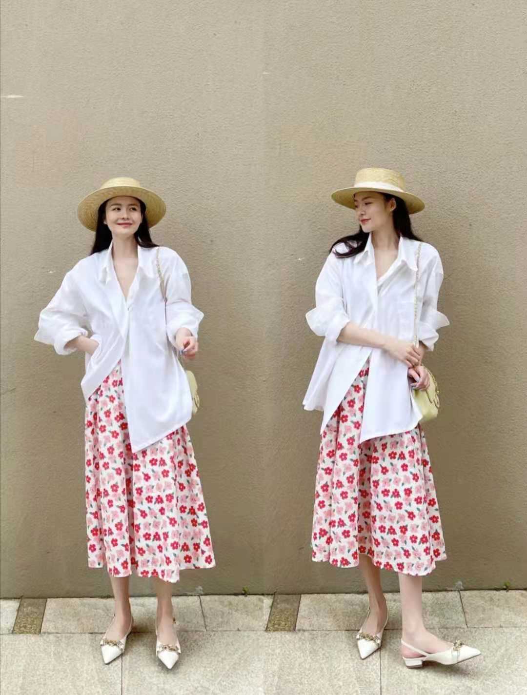 碎花半身裙搭什么鞋子最好看,紫色碎花裙半身裙配什么颜色上衣