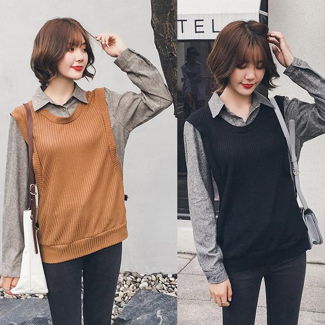 刘涛同款条纹衬衫V领毛衣假两件！彰显女人精炼贵气的独特魅力