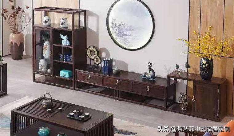 新中式客厅电视柜效果图,餐厅客厅电视柜隔断柜新中式
