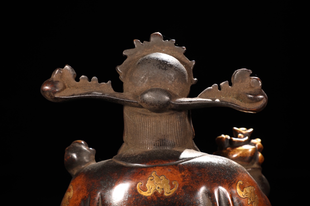 清代财神铜造像,清早期铜鎏金黄财神造像