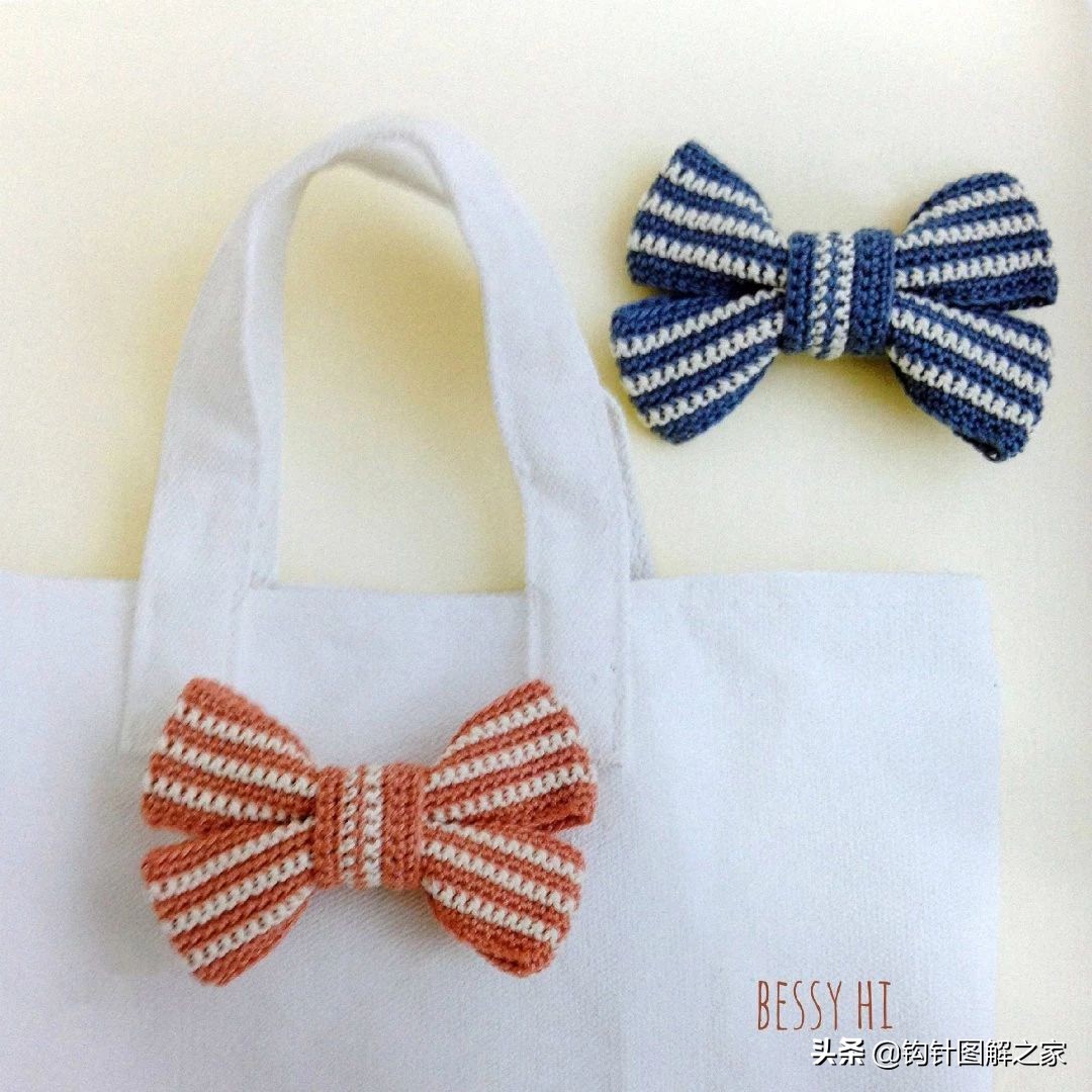 钩针蝴蝶结教程全过程,钩针蝴蝶结图解大全视频