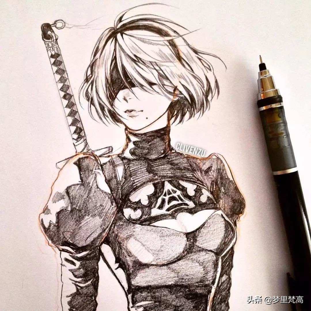 铅笔画素描动漫,铅笔画的动漫素描少女