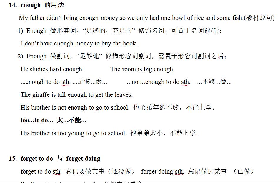 初二英语上册课本六单元语法总结,初二下册英语第一单元单词人教版