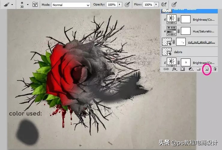 ps怎么把玫瑰变成金黄色,ps蝴蝶和鲜花合成