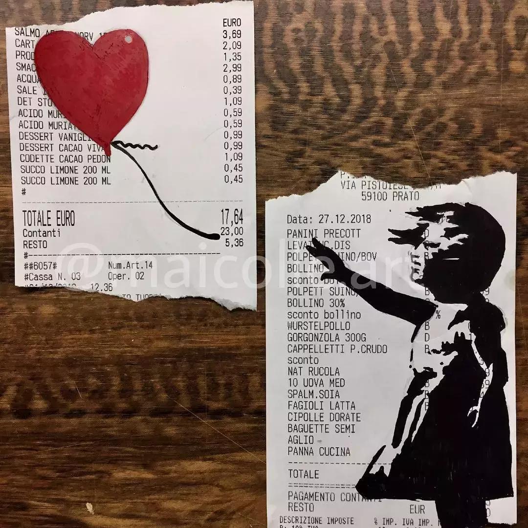 学渣购物小票画画,97年画画天才