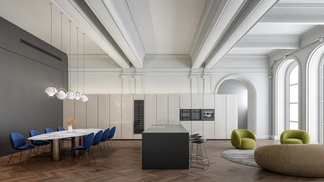 意式轻奢94平米效果图,奢华优雅独特空间