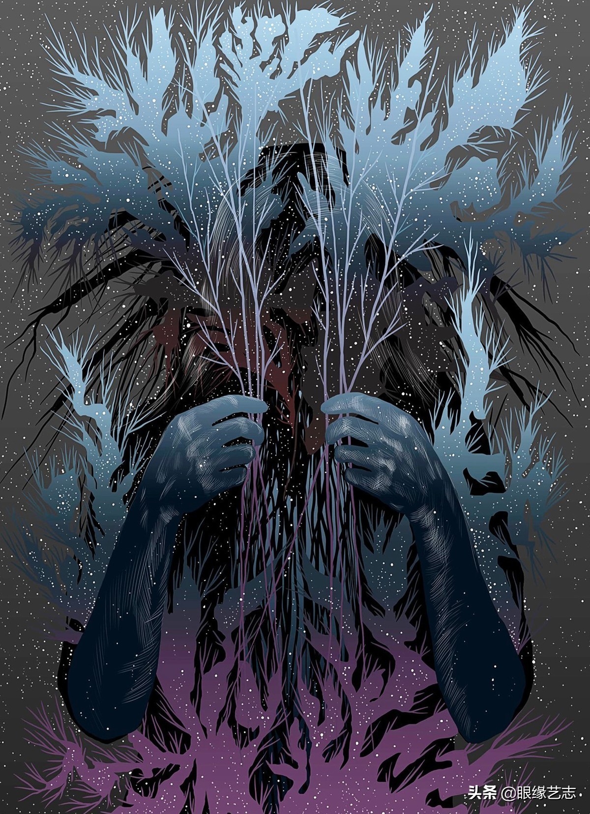 二维宇宙的浓情挣扎：另类的音乐封面插画，穿行暗夜的吟游诗人