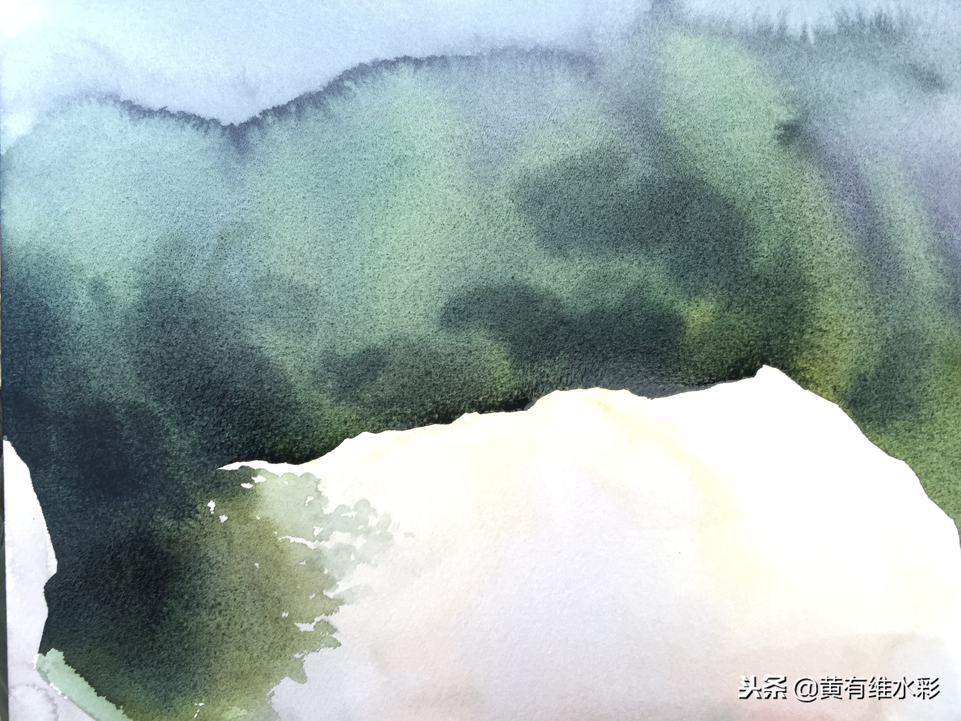 石头水彩风景画,石头水彩画入门教程视频