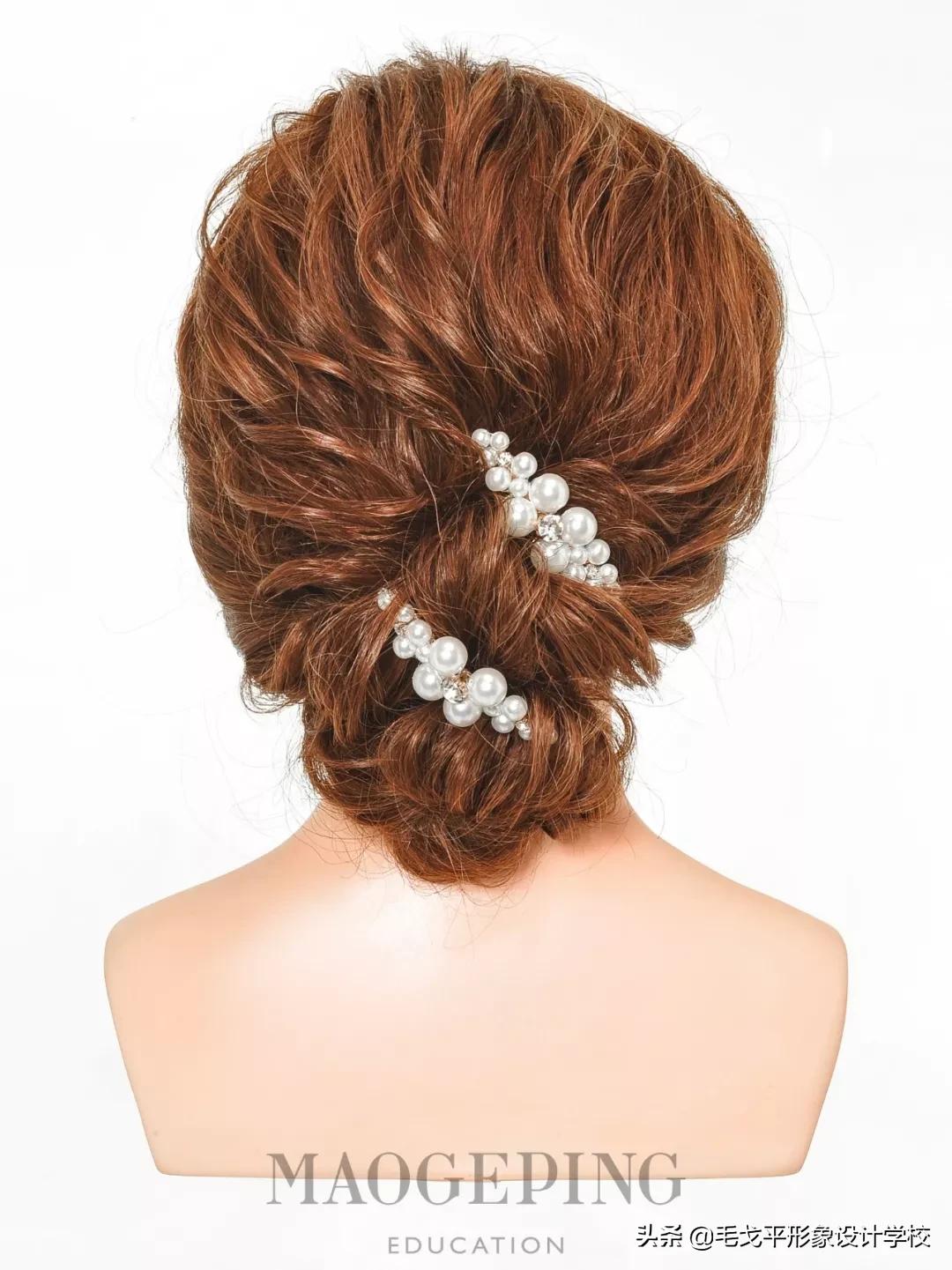 韩式齐肩盘发新娘造型,韩式扎低马尾盘发新娘