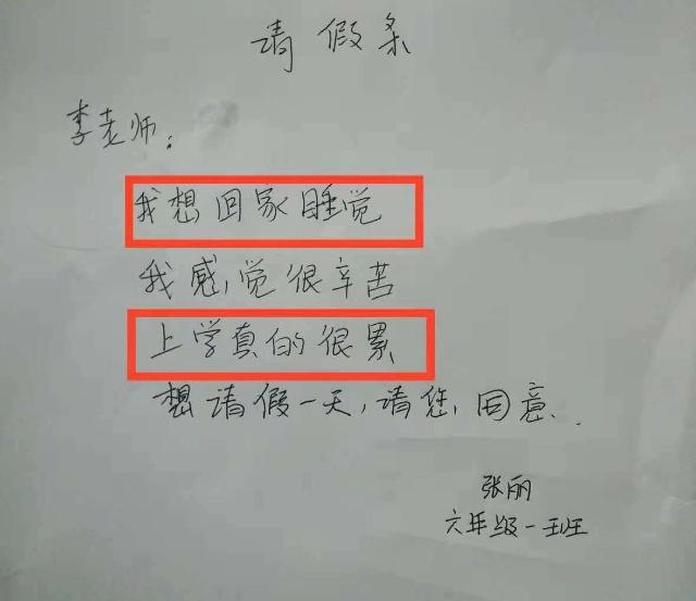 小学生请假条看哭了所有人,盘点小学生的那些请假条