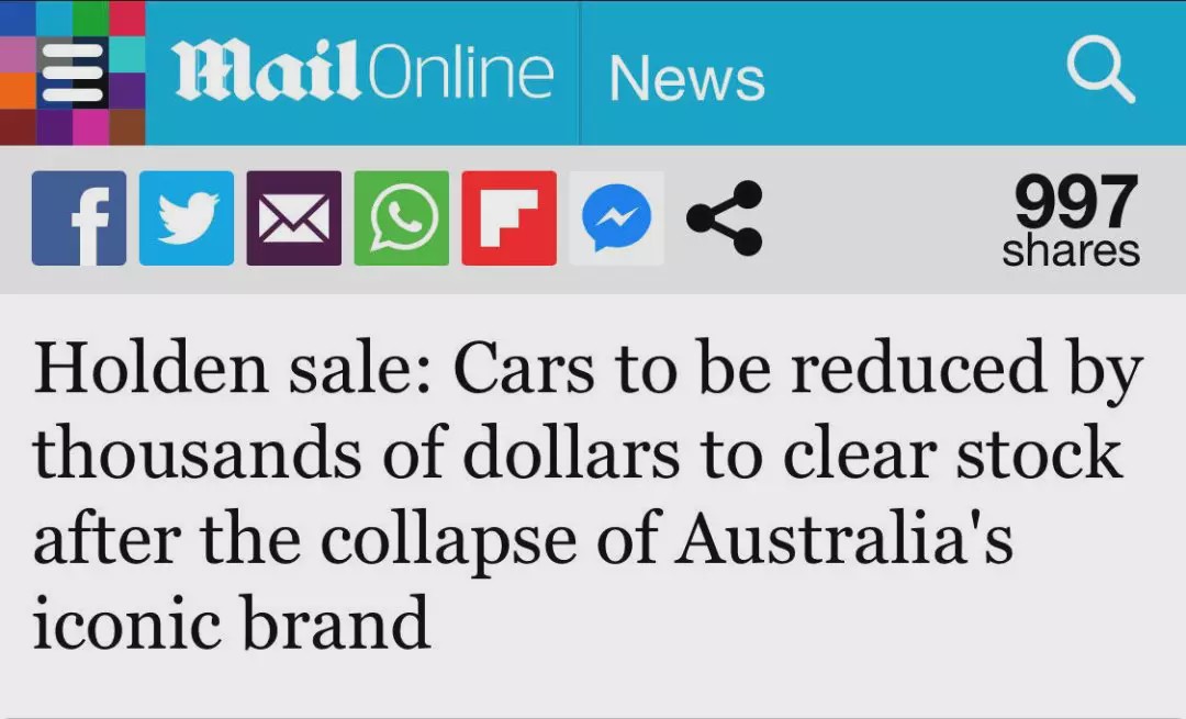 澳洲汽车巨头Holden,正式宣告终结,160年历史湮灭,近千人失业