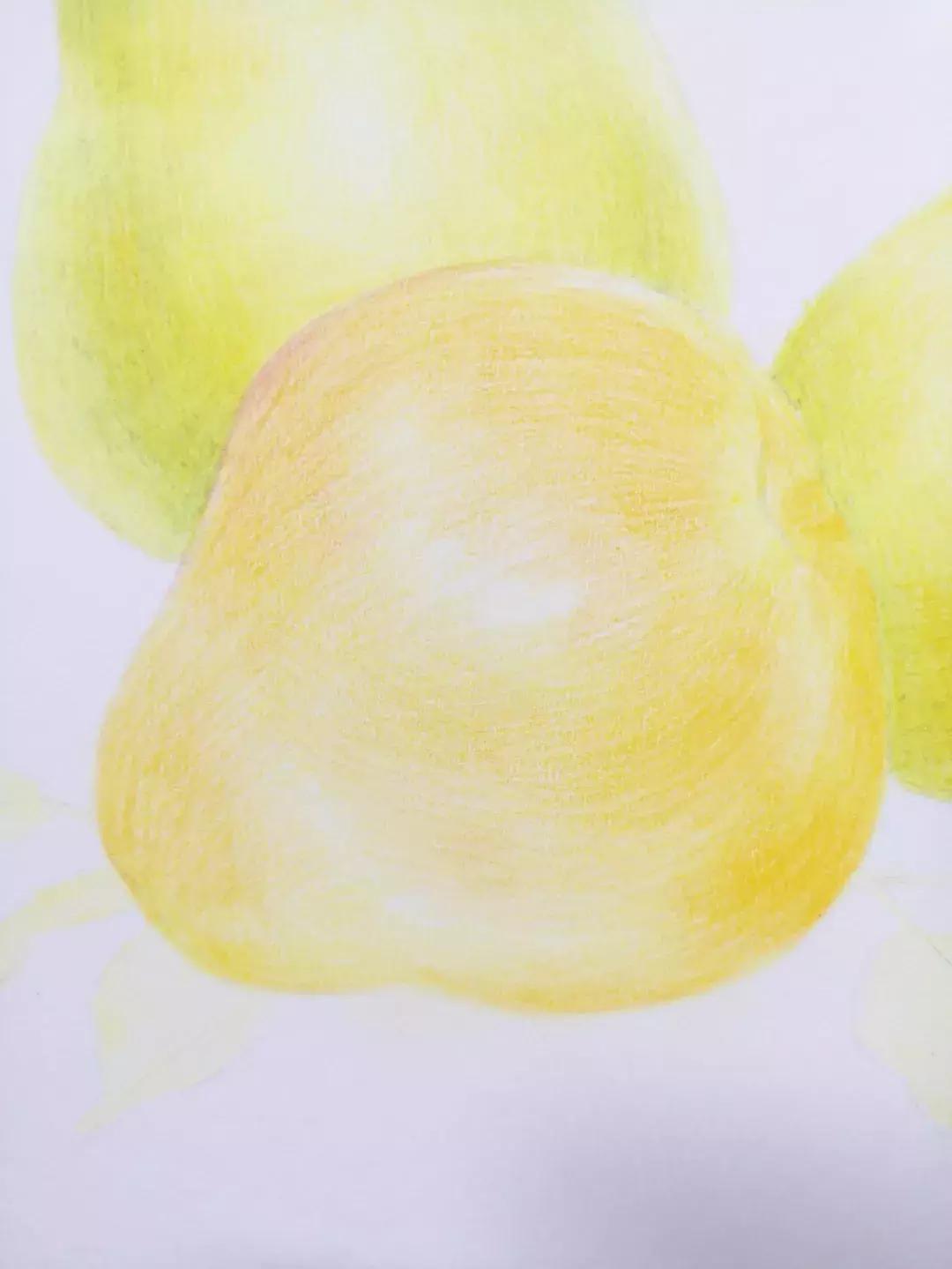 香梨彩铅画,彩铅肉肉的画法