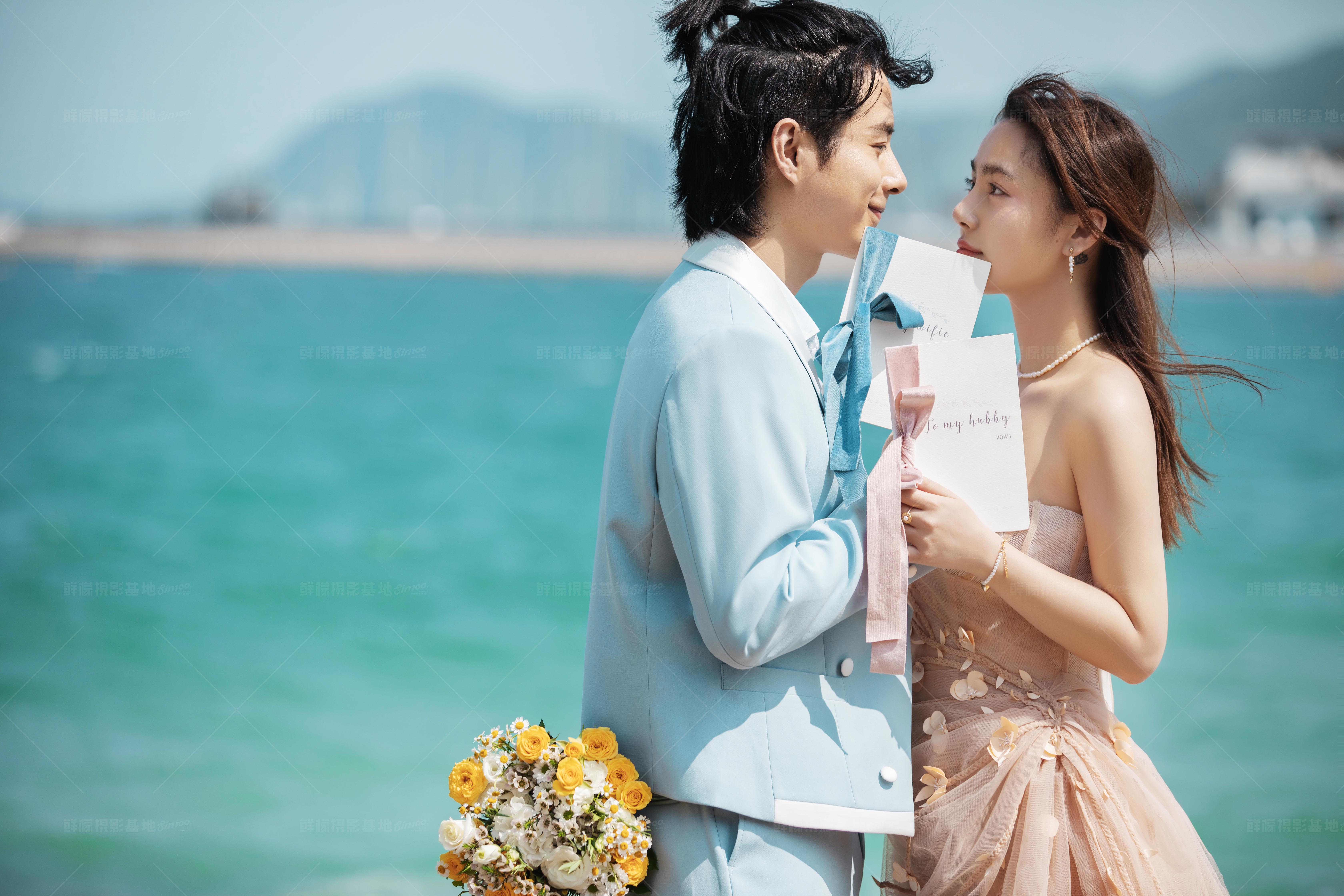 电影港风画面感婚纱照,电影风格海景婚纱照