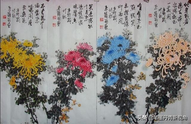 菊花花卉国画100幅临摹,梅兰竹菊花国画300幅