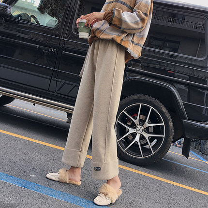 高腰显瘦加厚毛呢阔腿裤,毛呢女裤秋冬阔腿裤