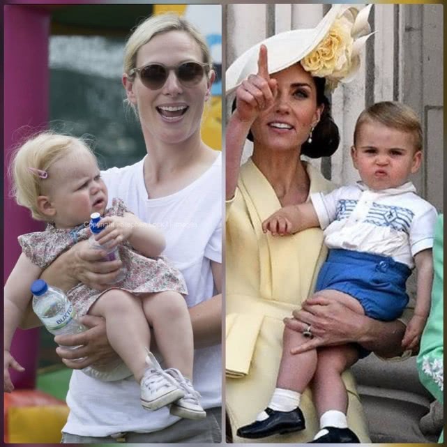 安妮公主四孙女齐聚草地，最小莉娜学走路，撞脸表哥路易小王子