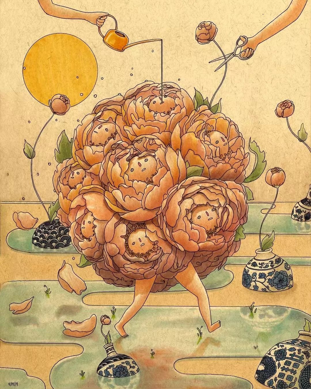 插画人物孤独唯美,插画师笔下的孤独