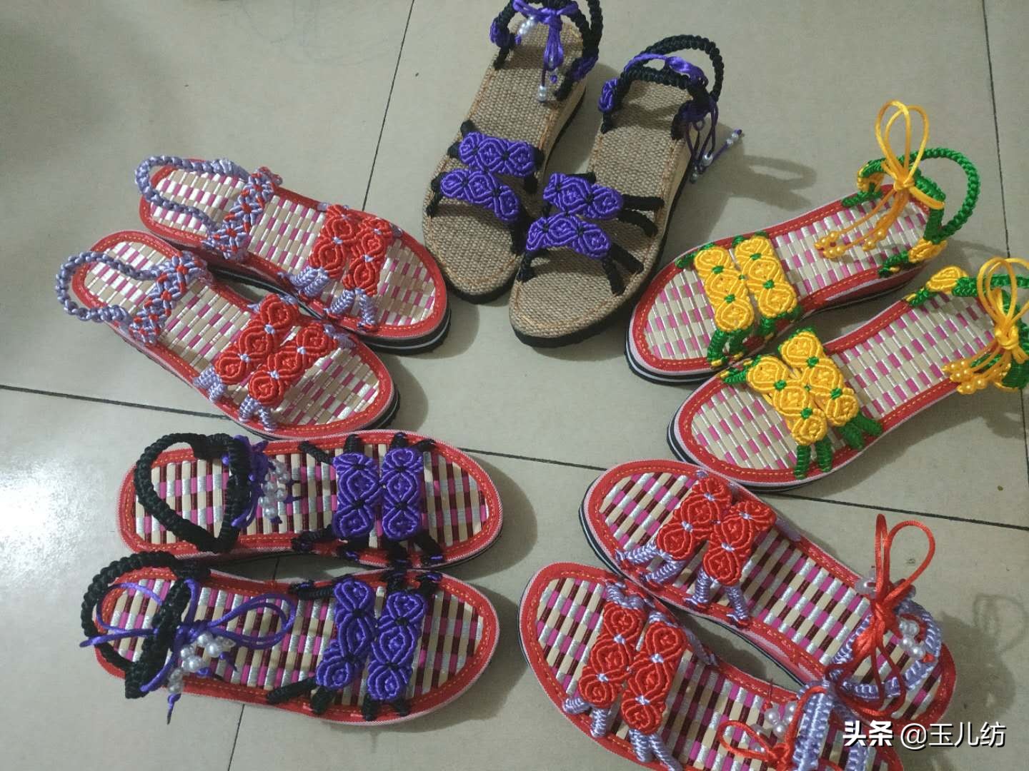 玉儿纺钩织牡丹凉拖鞋的全集教程,十全十美手工凉拖鞋编织教程