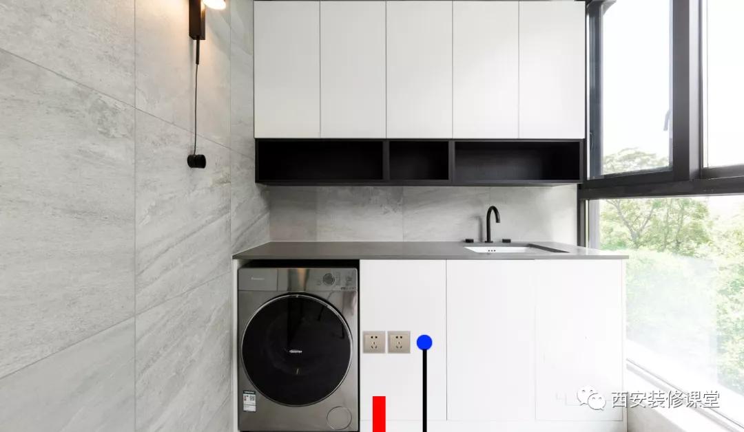 阳台洗衣机水池水电安装,洗烘分体机叠放阳台如何布置水电