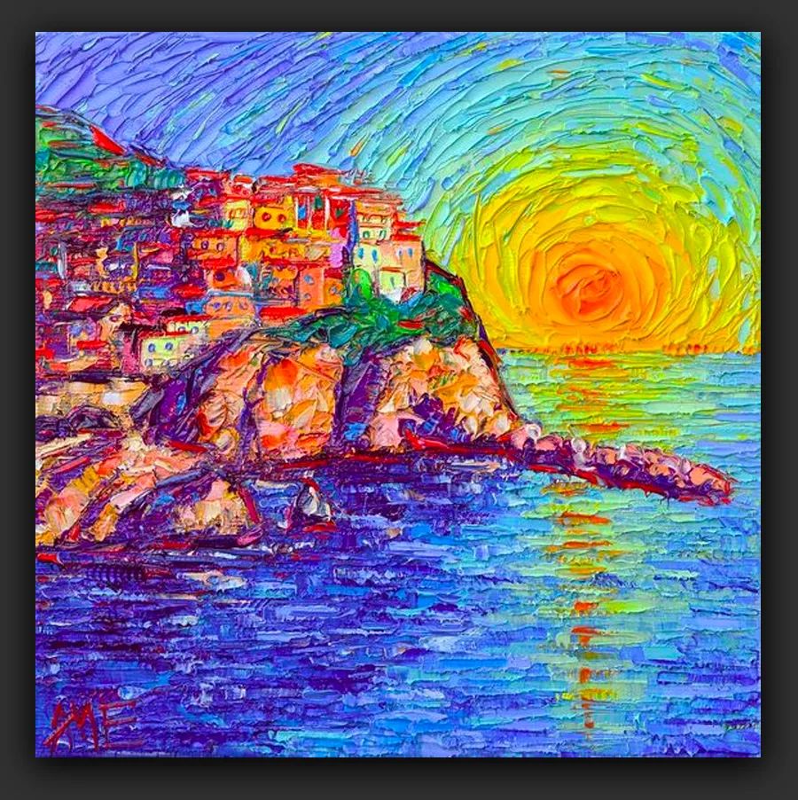 丙烯颜料绘画初学者风景画,丙烯画风景颜料简单