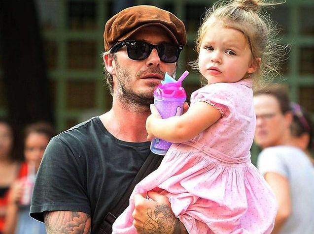 贝克汉姆和父女,贝克汉姆父女互动