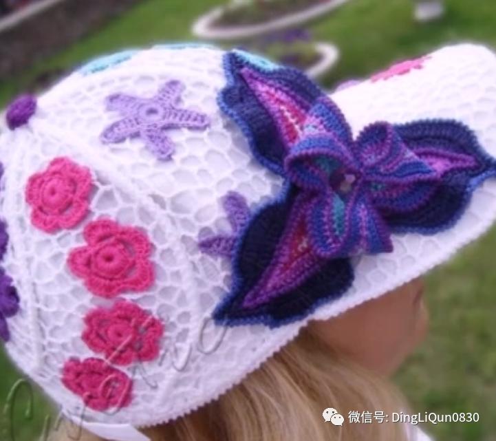 针织作品30款时尚钩花装饰帽子,简单易学又好看的针织帽子