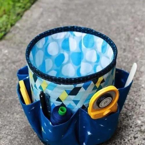 自制收纳小布筐超好看,碎布做有盖子的收纳筐