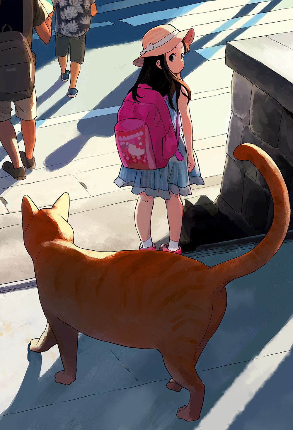 动漫少女和猫的壁纸图文,少女与猫旧漫壁纸