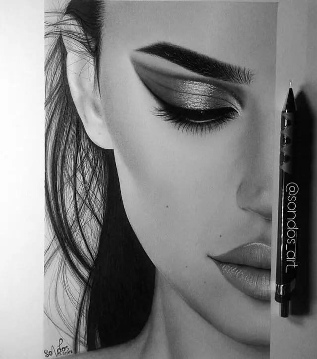 超写实素描人像,人像素描画抽象